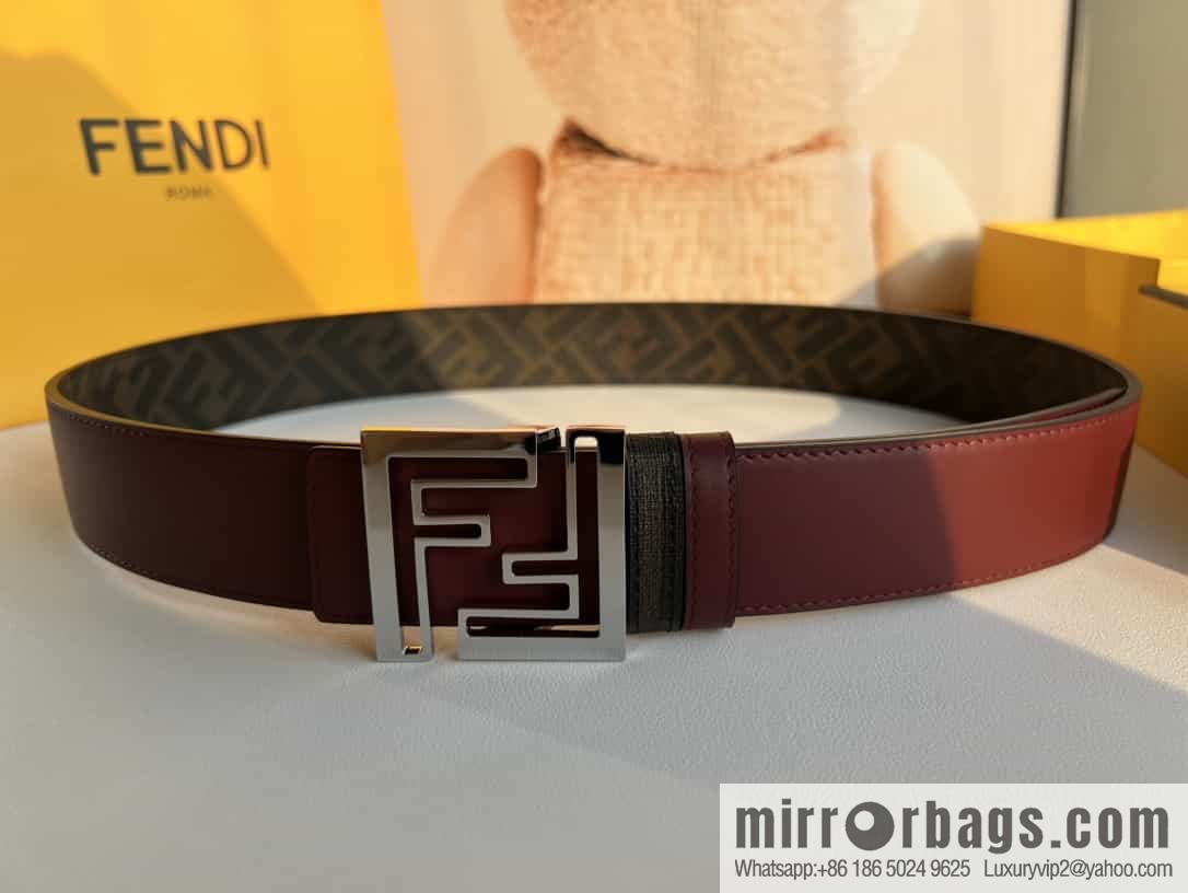 ENDI Fendi, canvas FF logo inner first layer cowhide belt