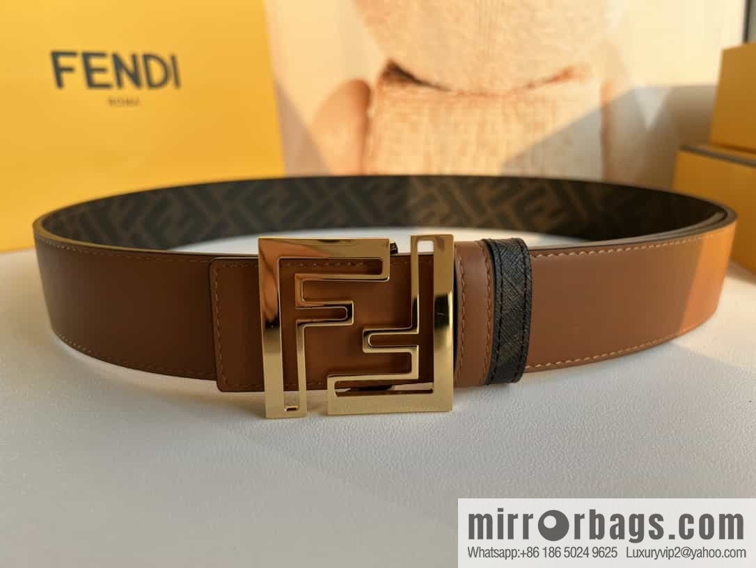 ENDI Fendi, canvas FF logo inner first layer cowhide belt