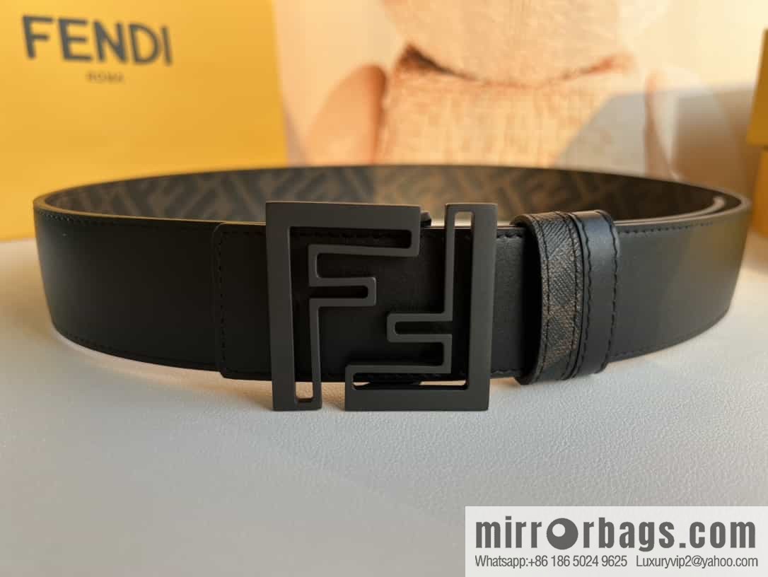 ENDI Fendi, canvas FF logo inner first layer cowhide belt