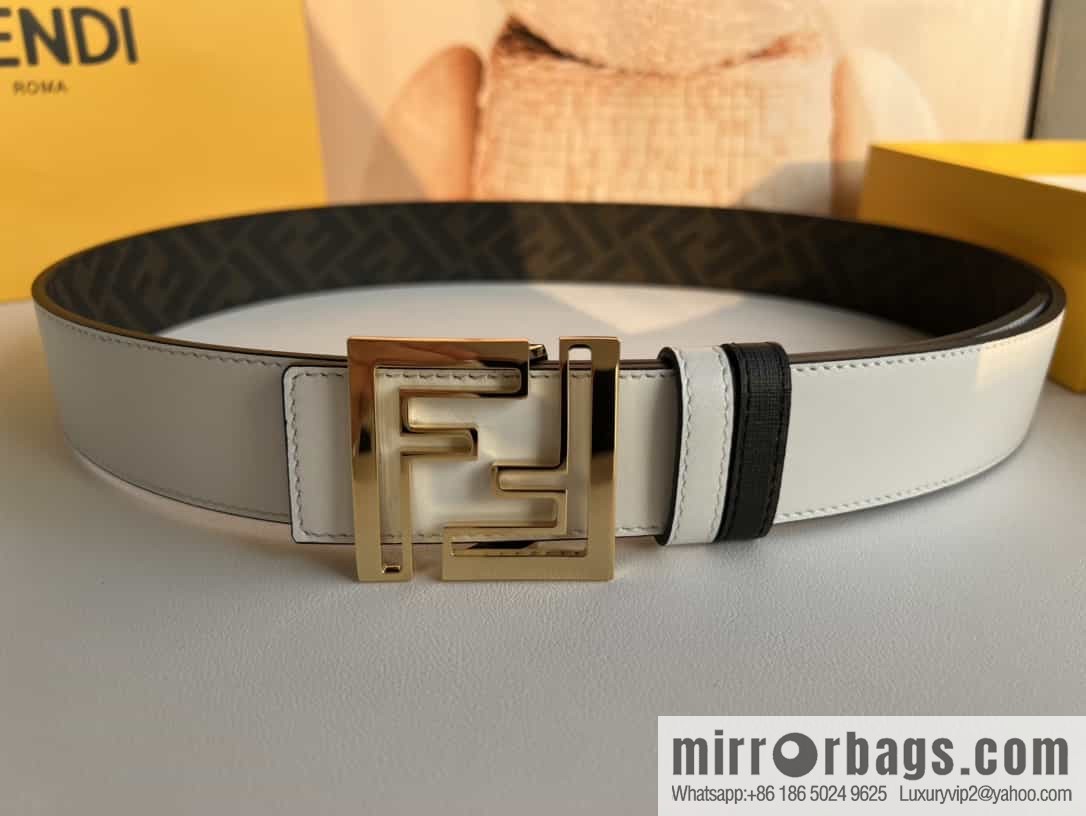 ENDI Fendi, canvas FF logo inner first layer cowhide belt