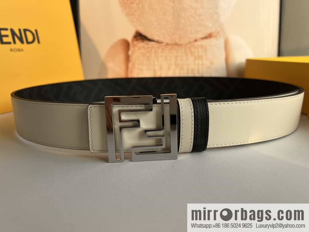 ENDI Fendi, canvas FF logo inner first layer cowhide belt