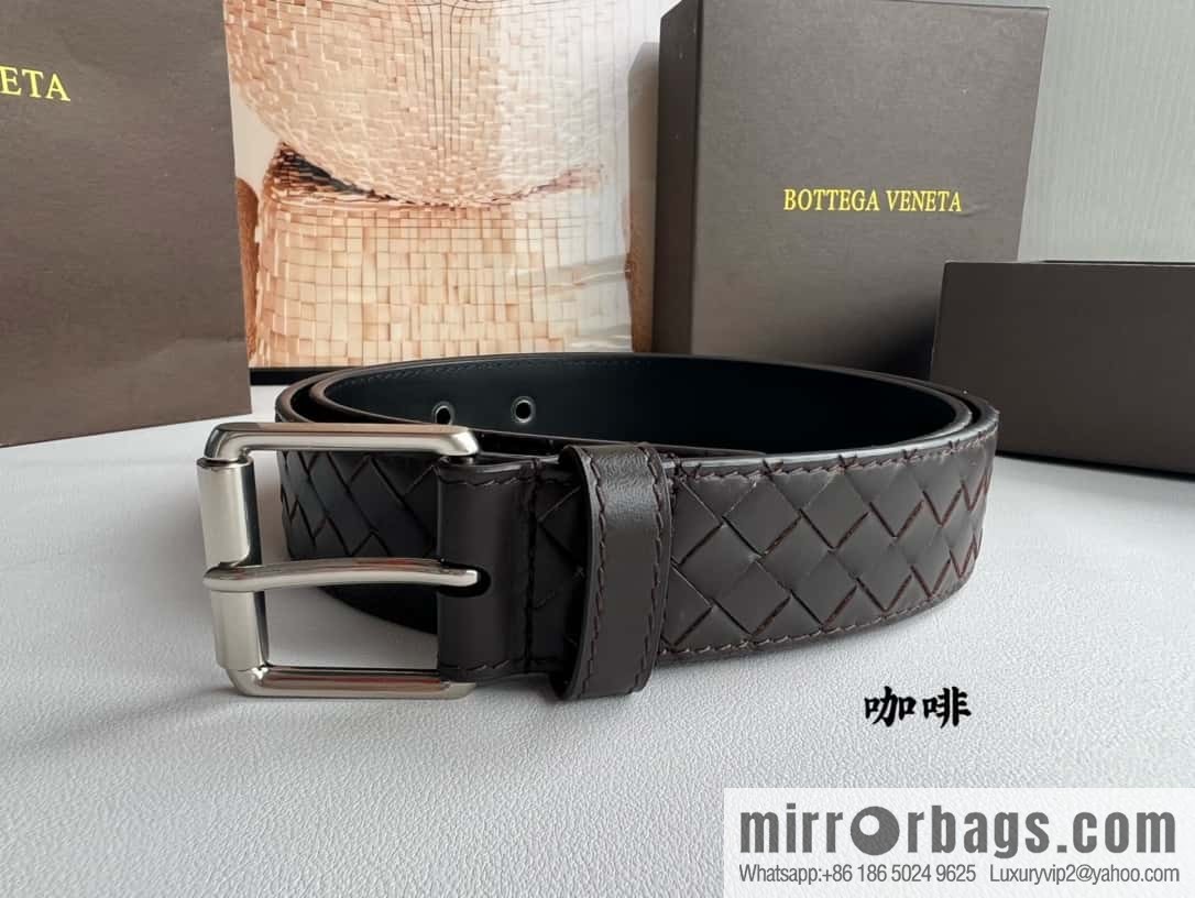 BV Safeguard Home, Exquisite Silver Five Metal Buckle Men's 3.5cm Belt