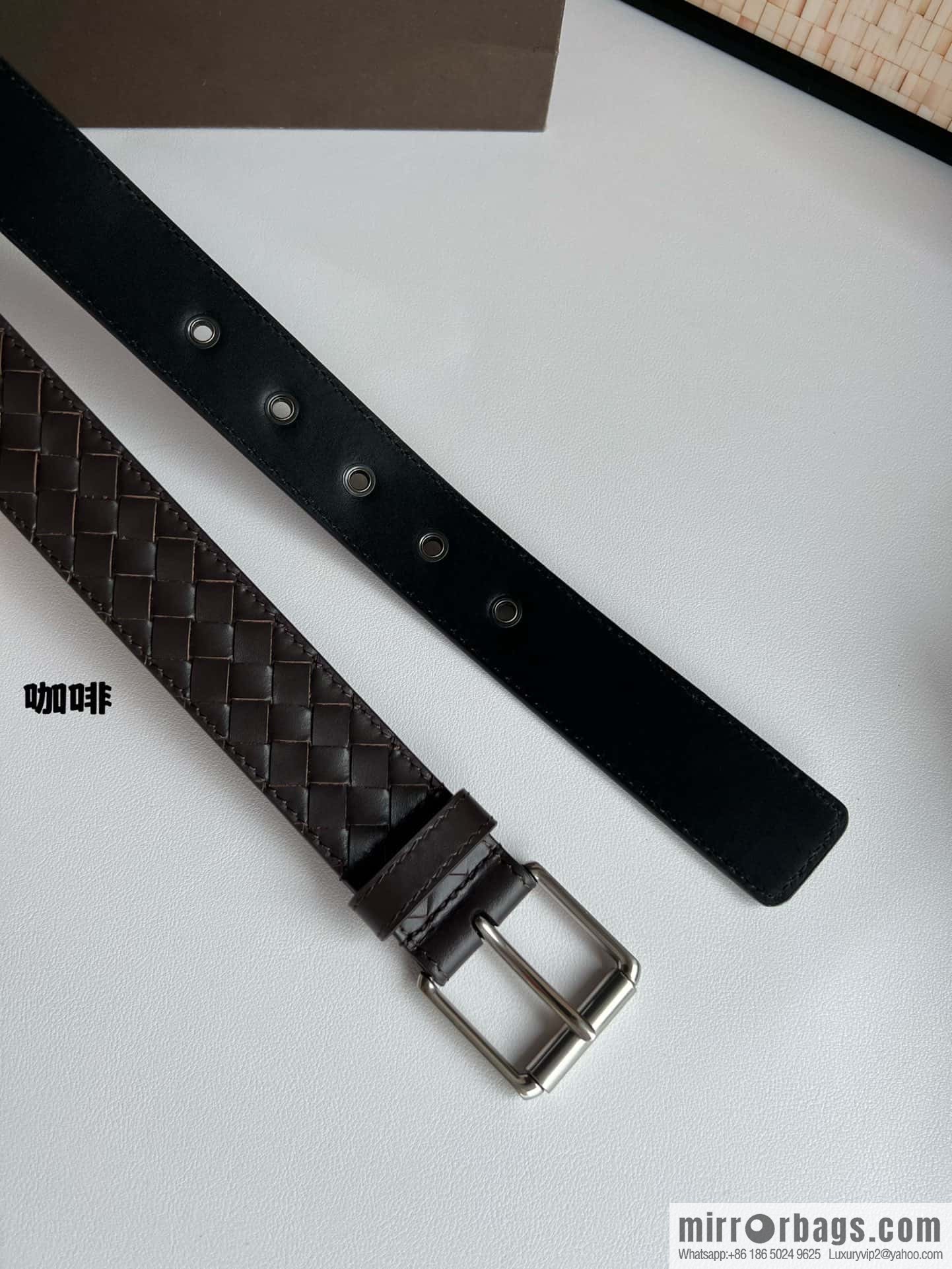 BV Safeguard Home, Exquisite Silver Five Metal Buckle Men's 3.5cm Belt