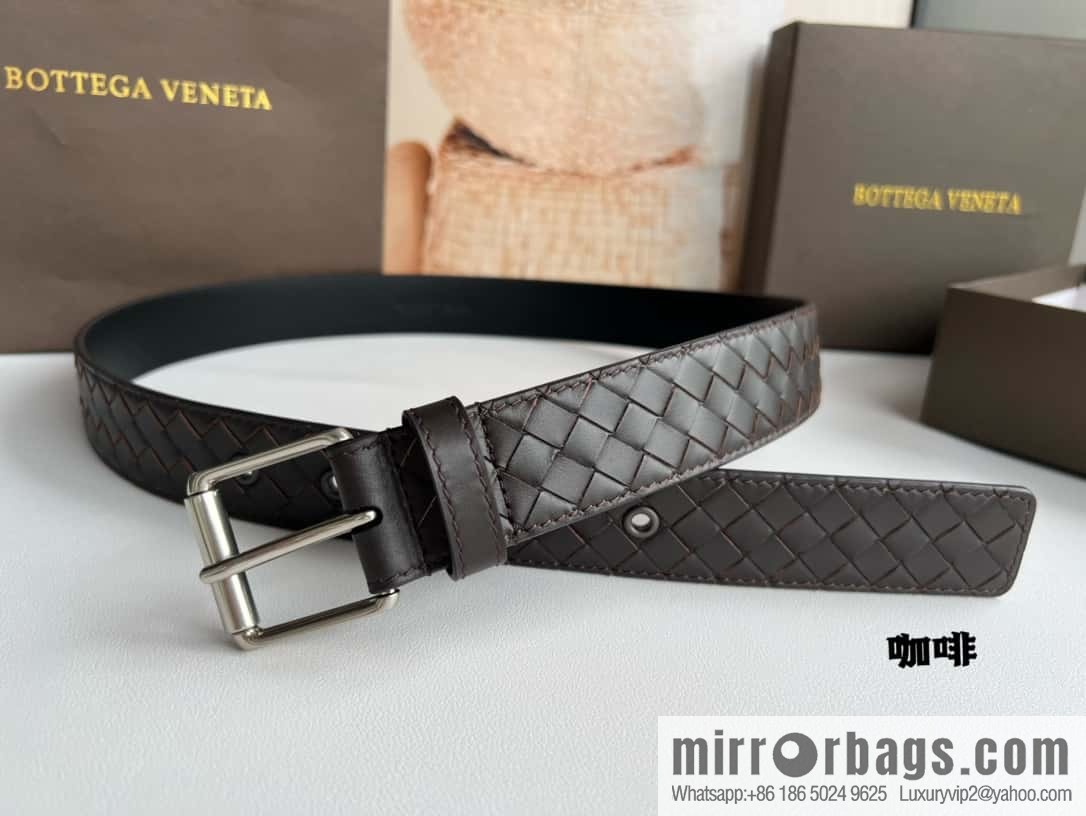 BV Safeguard Home, Exquisite Silver Five Metal Buckle Men's 3.5cm Belt
