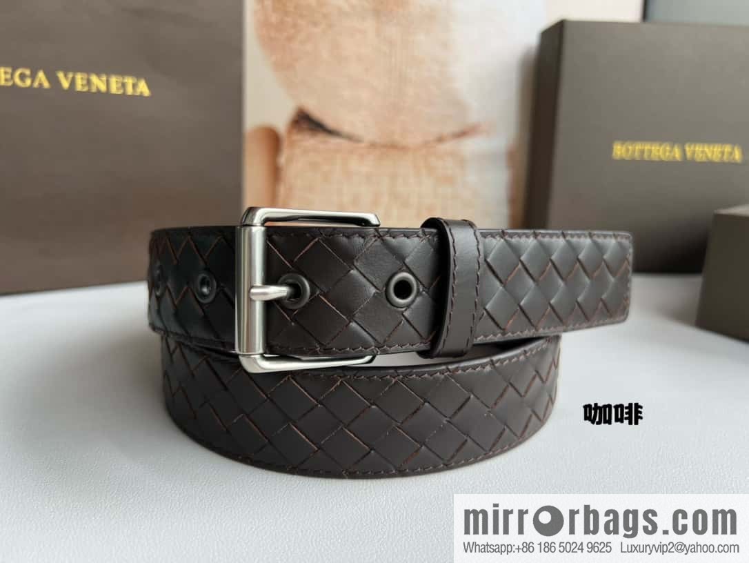 BV Safeguard Home, Exquisite Silver Five Metal Buckle Men's 3.5cm Belt