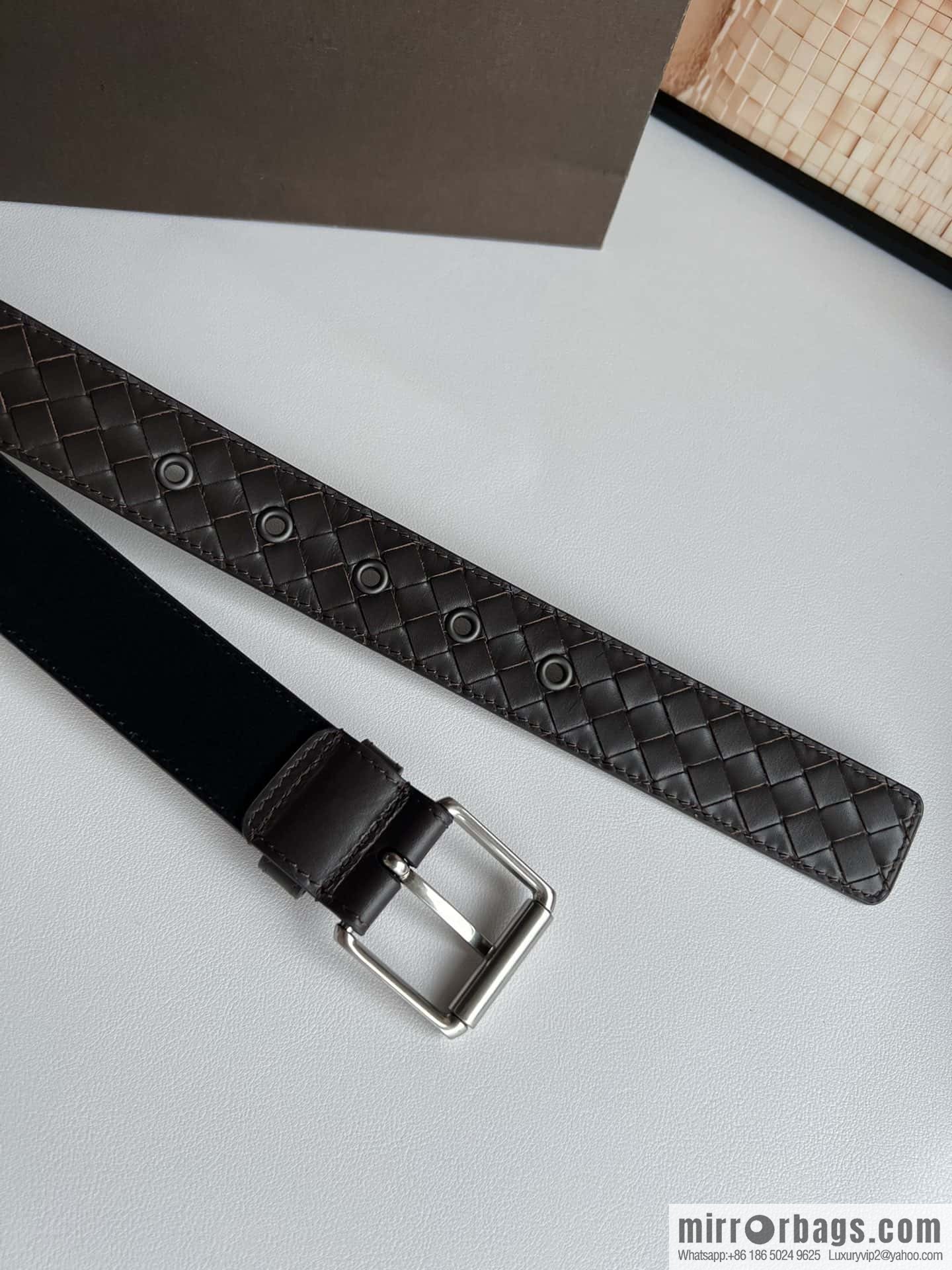 BV Safeguard Home, Exquisite Silver Five Metal Buckle Men's 3.5cm Belt