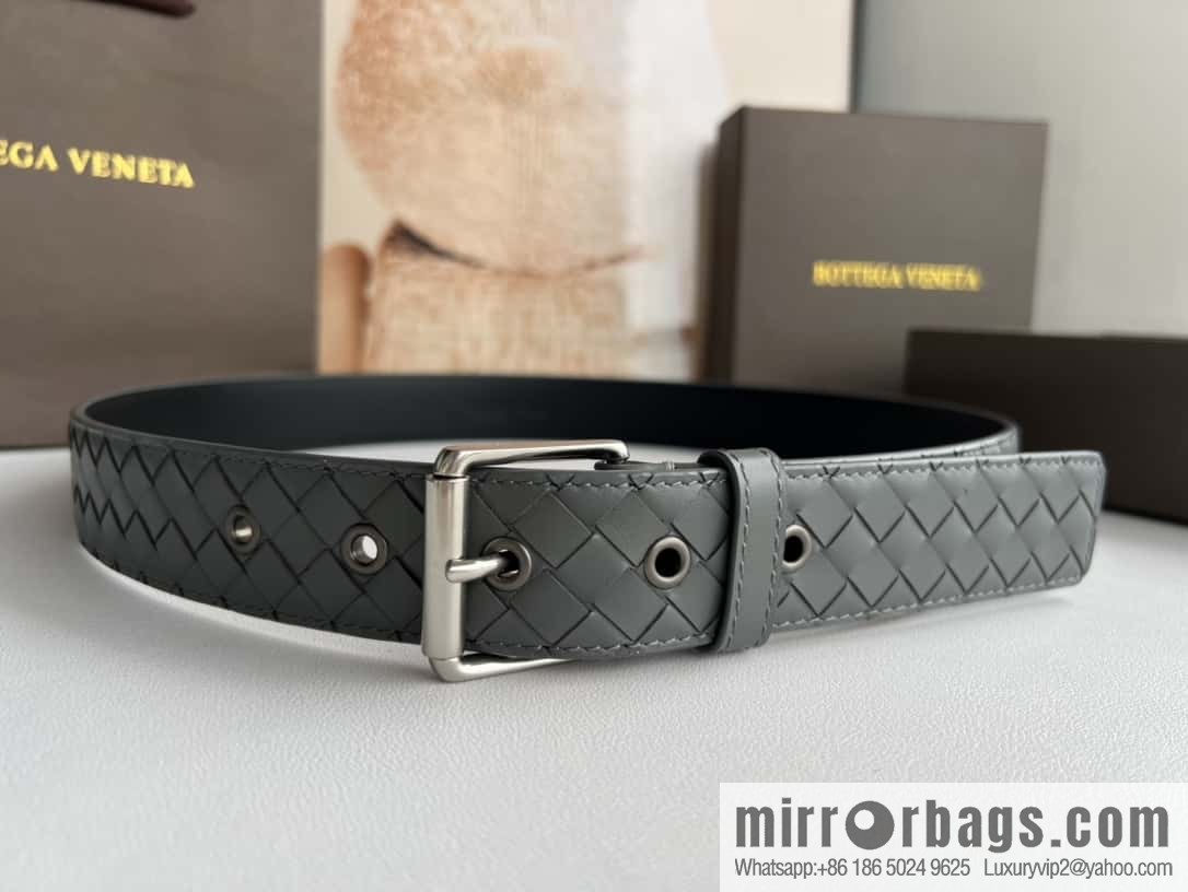 BV Safeguard Home, Exquisite Silver Five Metal Buckle Men's 3.5cm Belt