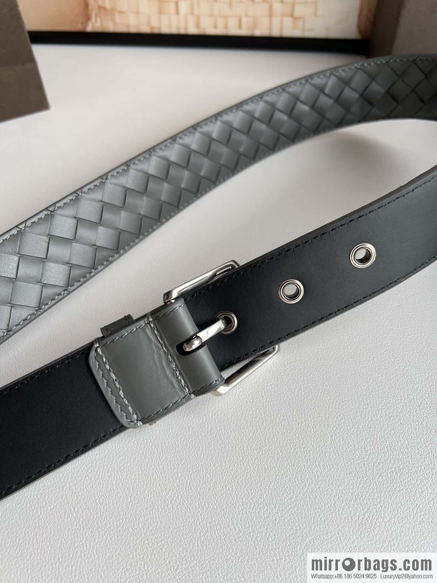 BV Safeguard Home, Exquisite Silver Five Metal Buckle Men's 3.5cm Belt