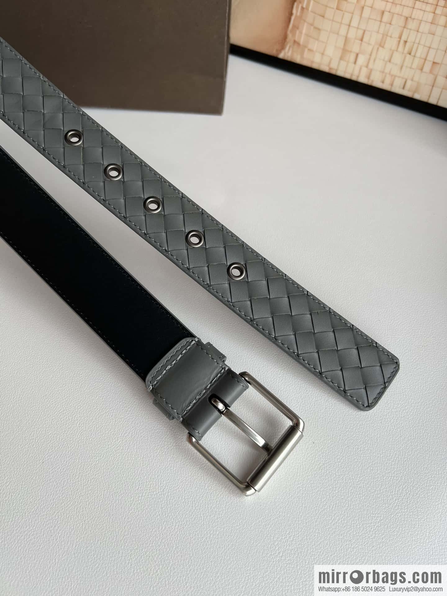 BV Safeguard Home, Exquisite Silver Five Metal Buckle Men's 3.5cm Belt