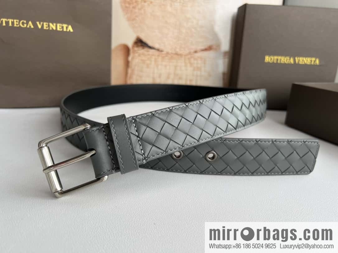 BV Safeguard Home, Exquisite Silver Five Metal Buckle Men's 3.5cm Belt