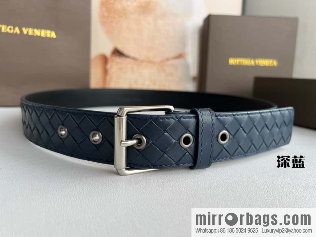 BV Safeguard Home, Exquisite Silver Five Metal Buckle Men's 3.5cm Belt