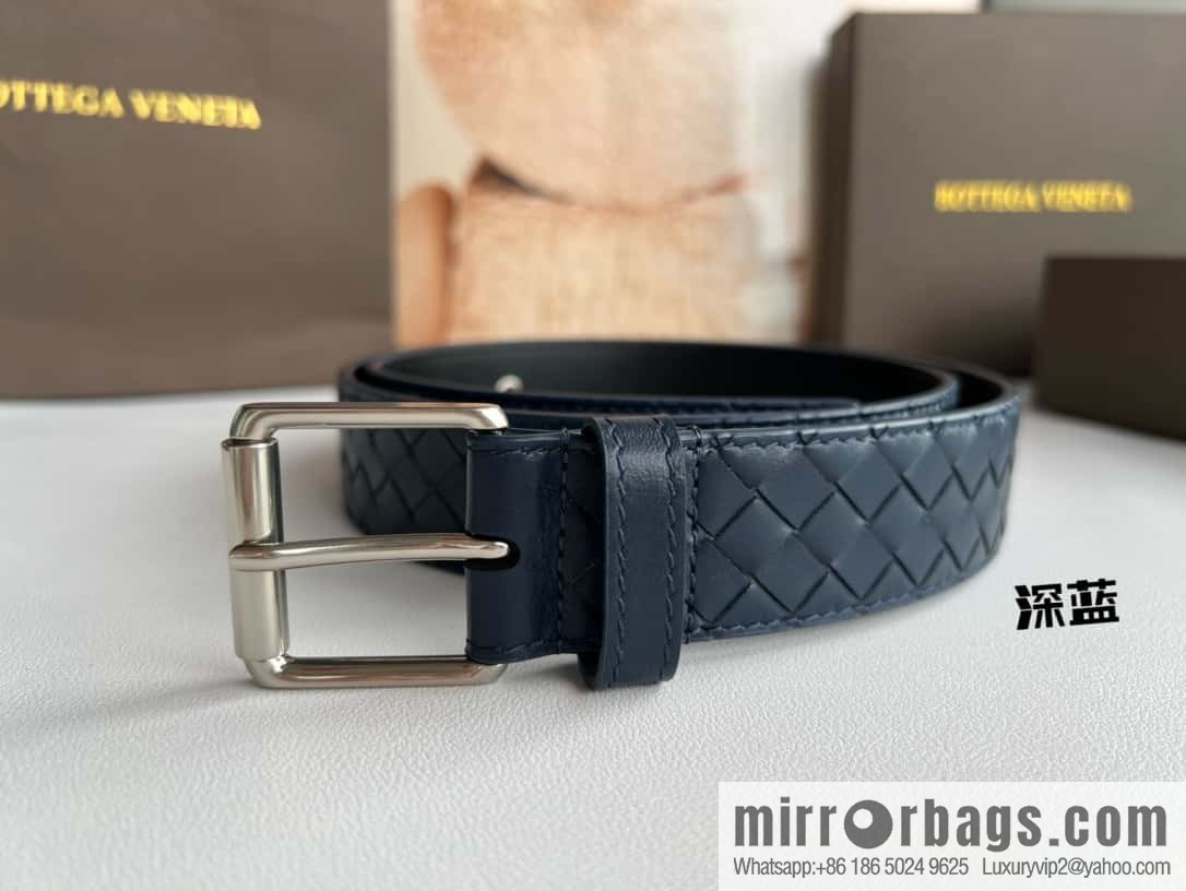 BV Safeguard Home, Exquisite Silver Five Metal Buckle Men's 3.5cm Belt