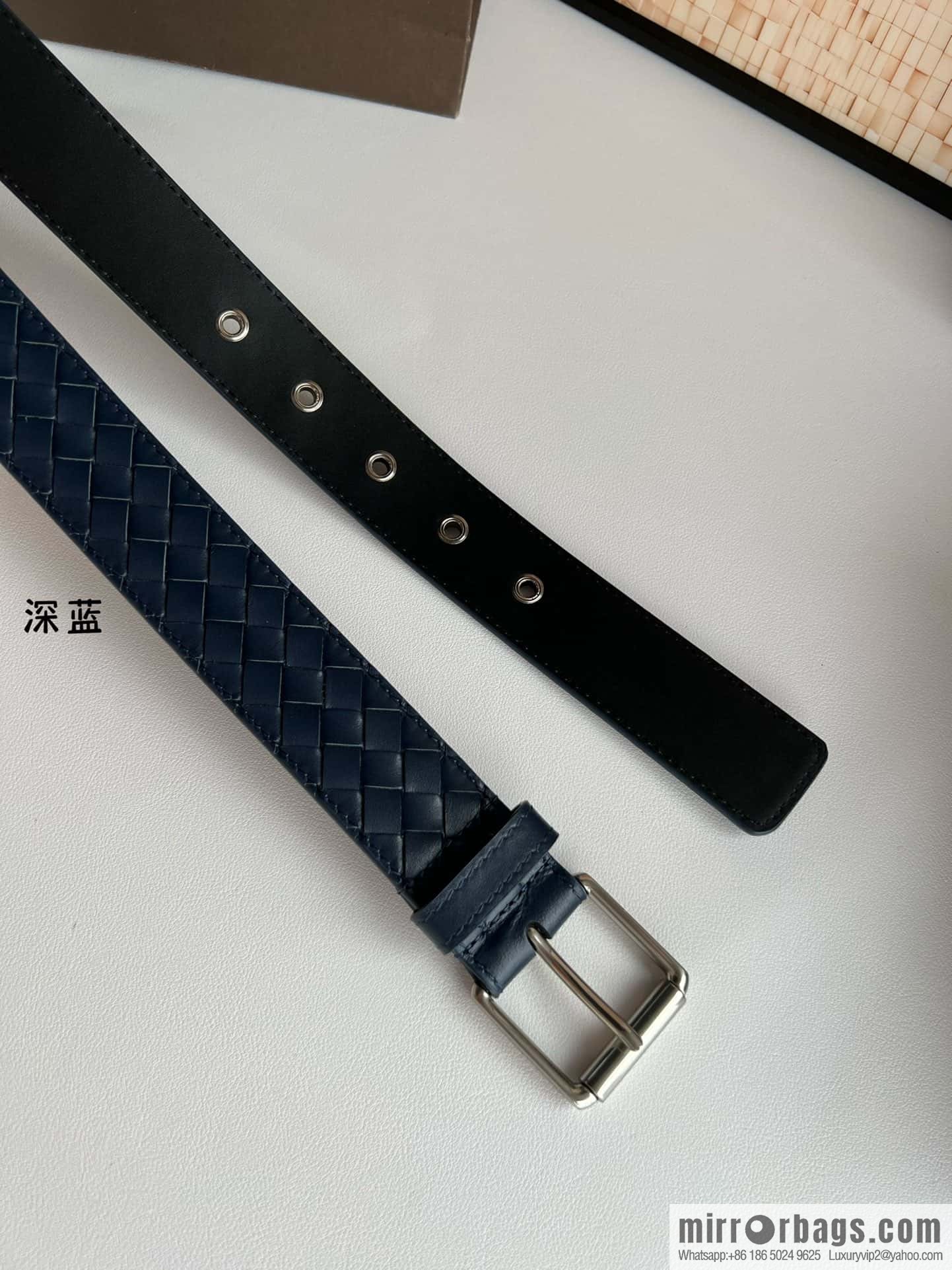 BV Safeguard Home, Exquisite Silver Five Metal Buckle Men's 3.5cm Belt