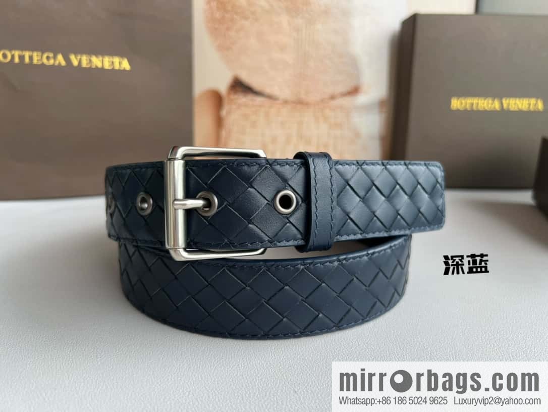 BV Safeguard Home, Exquisite Silver Five Metal Buckle Men's 3.5cm Belt