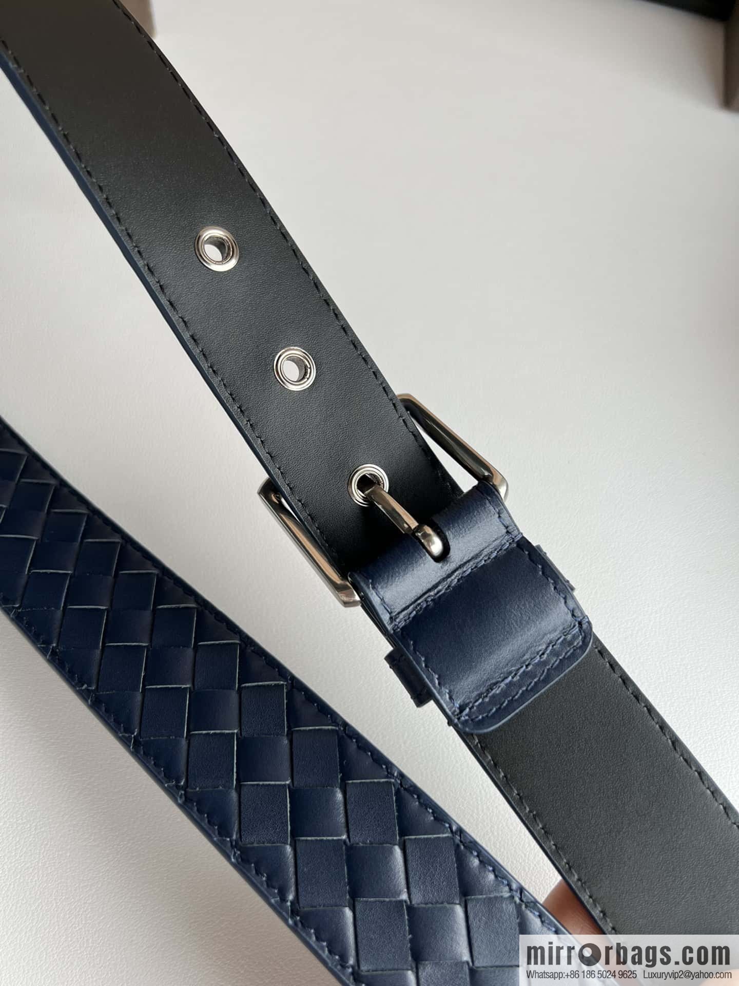 BV Safeguard Home, Exquisite Silver Five Metal Buckle Men's 3.5cm Belt