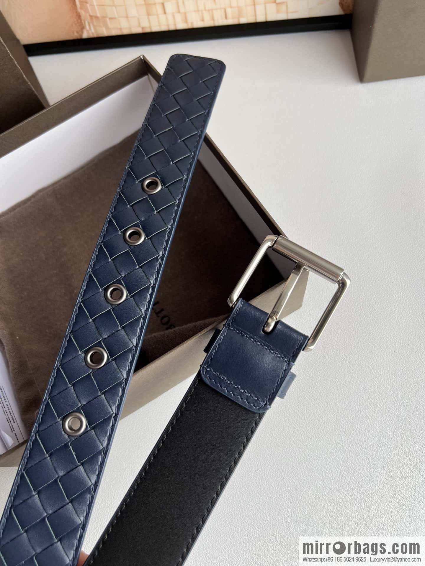 BV Safeguard Home, Exquisite Silver Five Metal Buckle Men's 3.5cm Belt