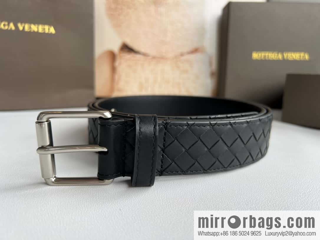 BV Safeguard Home, Exquisite Silver Five Metal Buckle Men's 3.5cm Belt