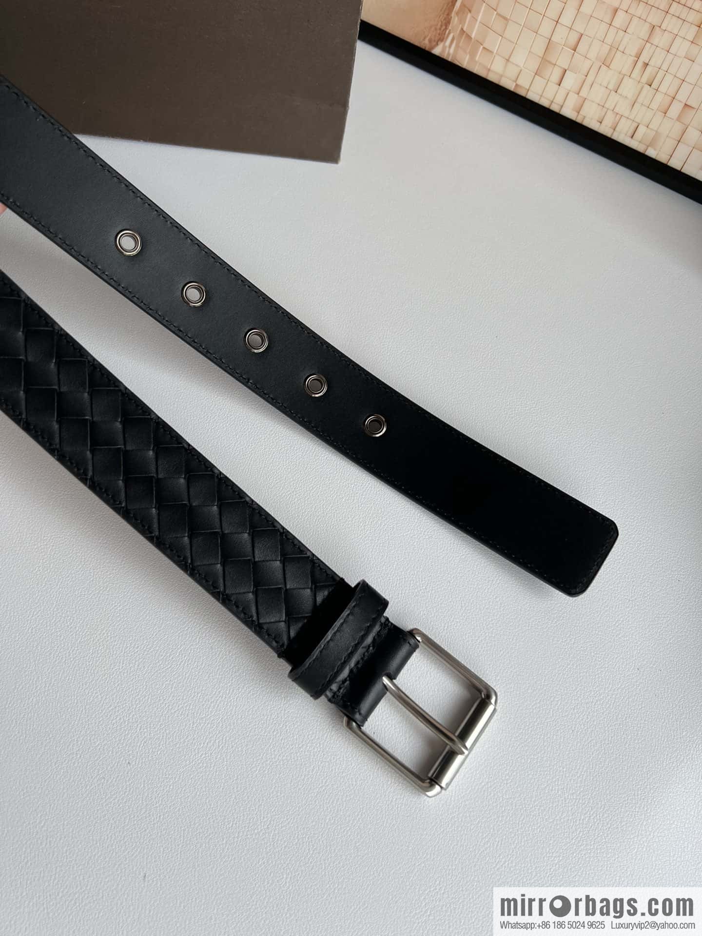 BV Safeguard Home, Exquisite Silver Five Metal Buckle Men's 3.5cm Belt