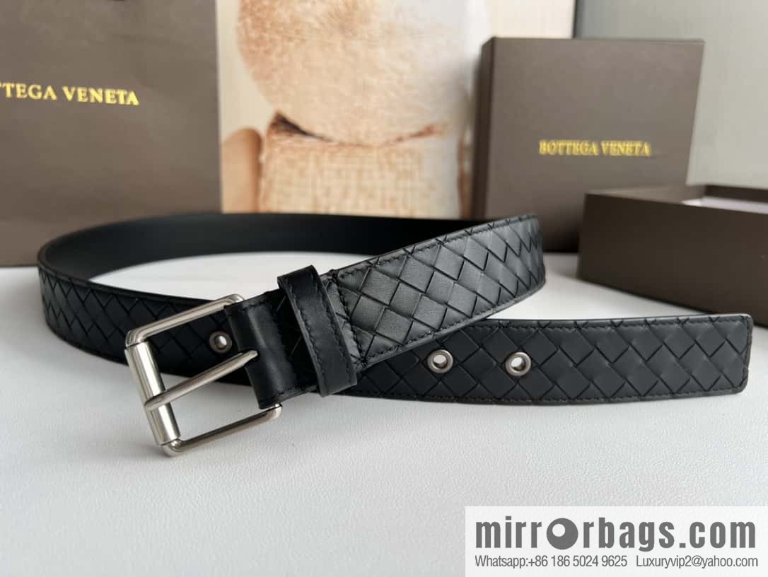 BV Safeguard Home, Exquisite Silver Five Metal Buckle Men's 3.5cm Belt