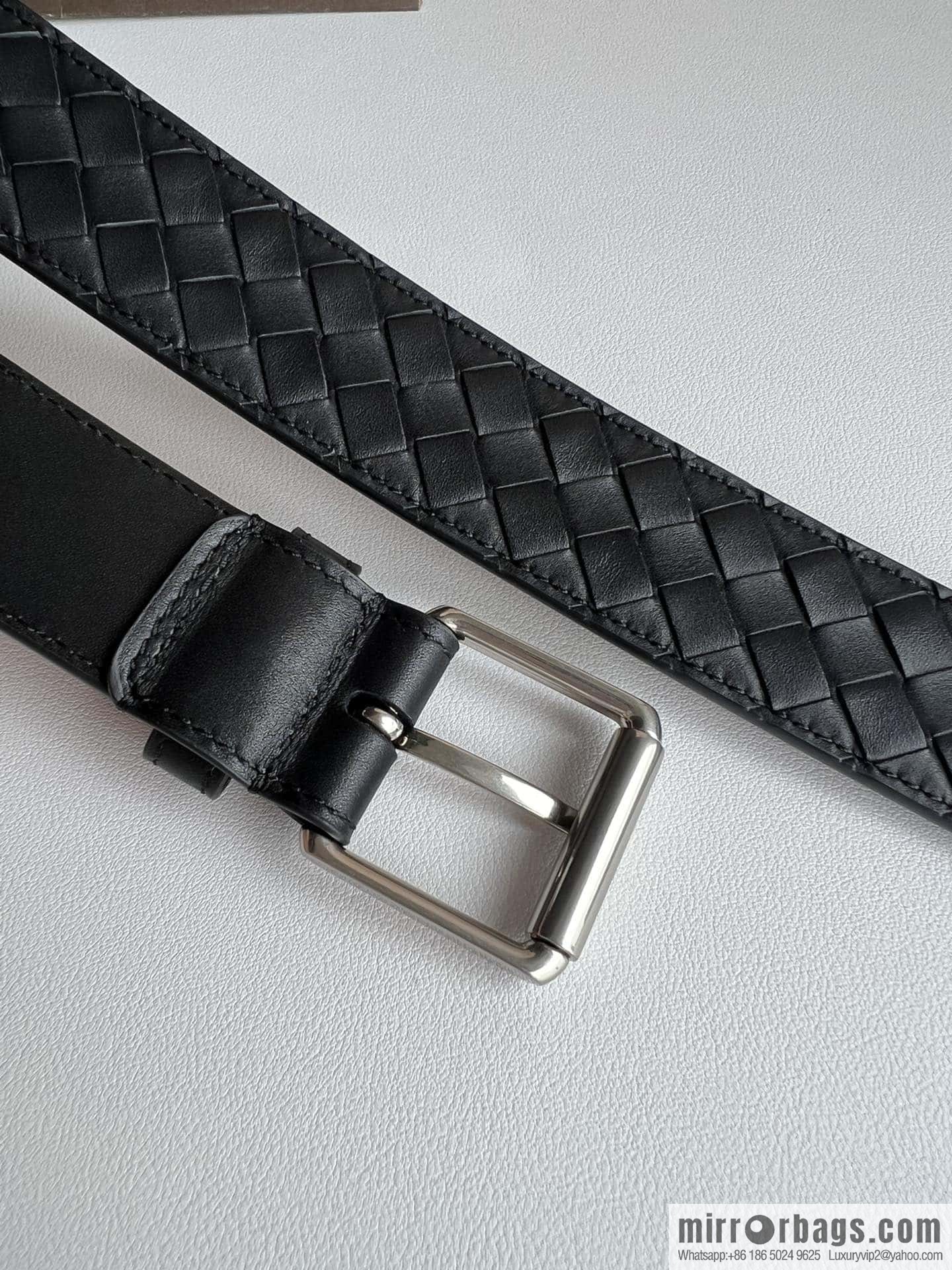 BV Safeguard Home, Exquisite Silver Five Metal Buckle Men's 3.5cm Belt