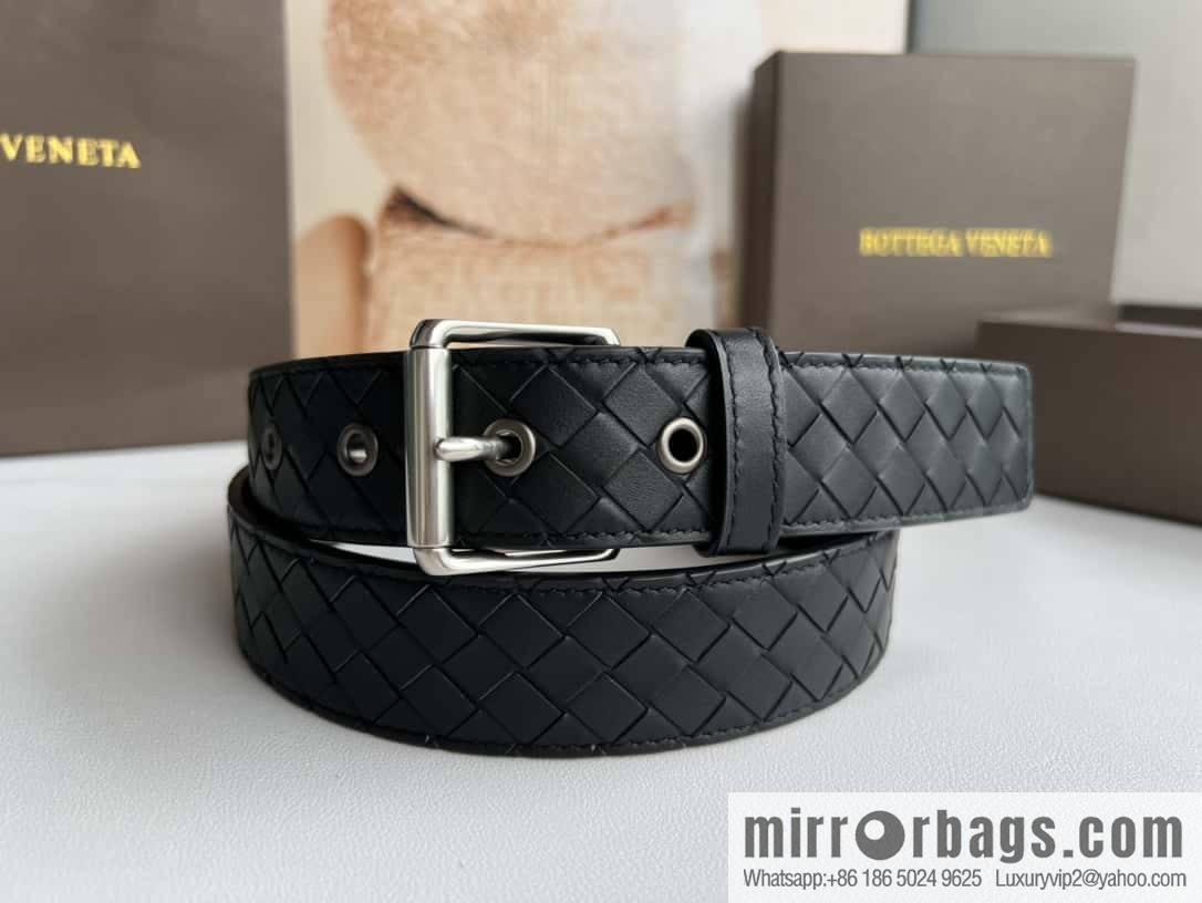 BV Safeguard Home, Exquisite Silver Five Metal Buckle Men's 3.5cm Belt