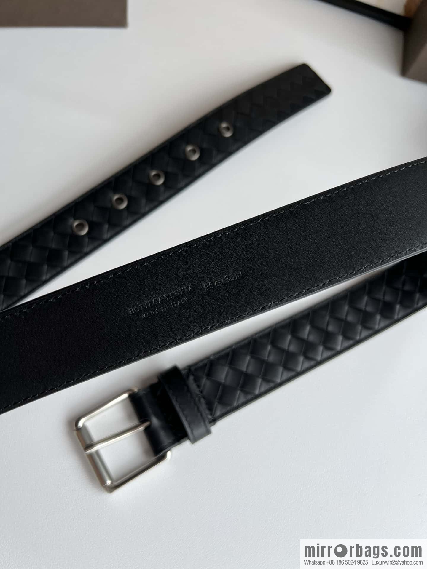 BV Safeguard Home, Exquisite Silver Five Metal Buckle Men's 3.5cm Belt