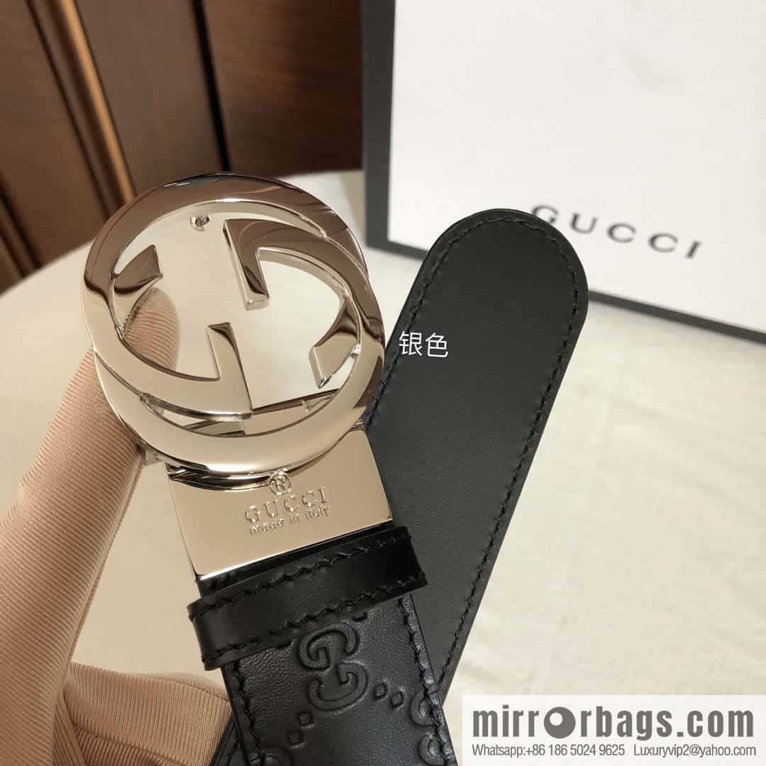 GUCCI double G rotating metal buckle logo embossed belt 36mm men's belt