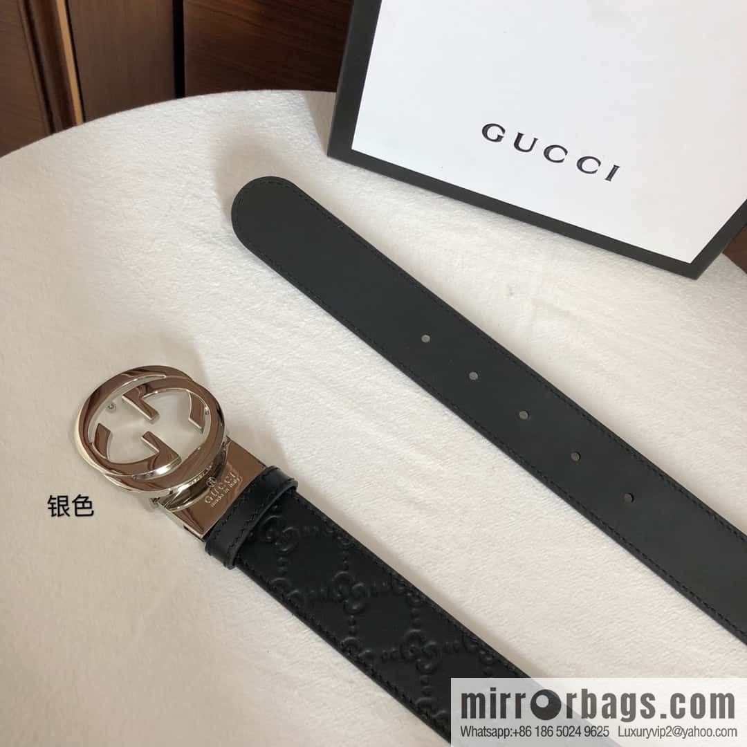 GUCCI double G rotating metal buckle logo embossed belt 36mm men's belt