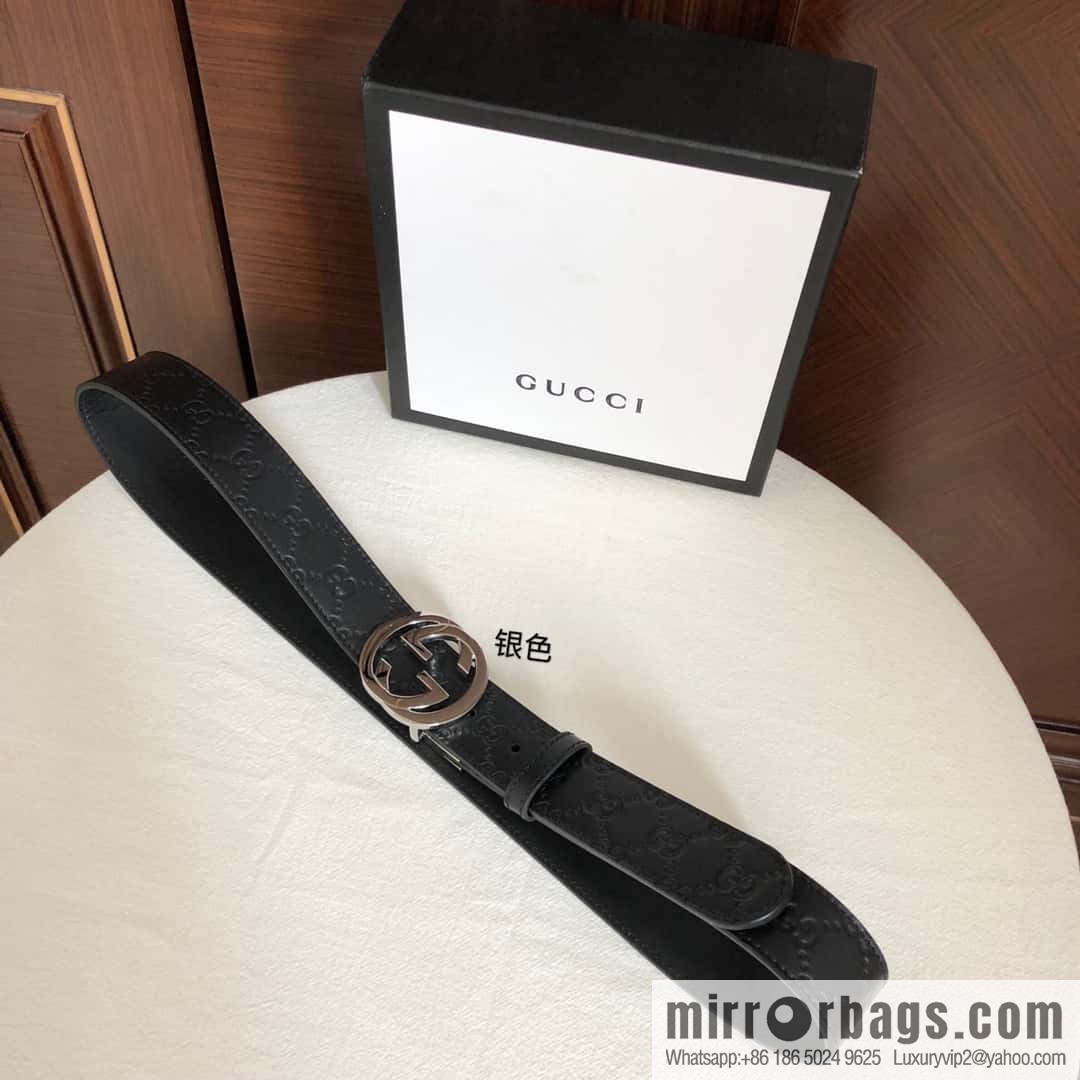 GUCCI double G rotating metal buckle logo embossed belt 36mm men's belt