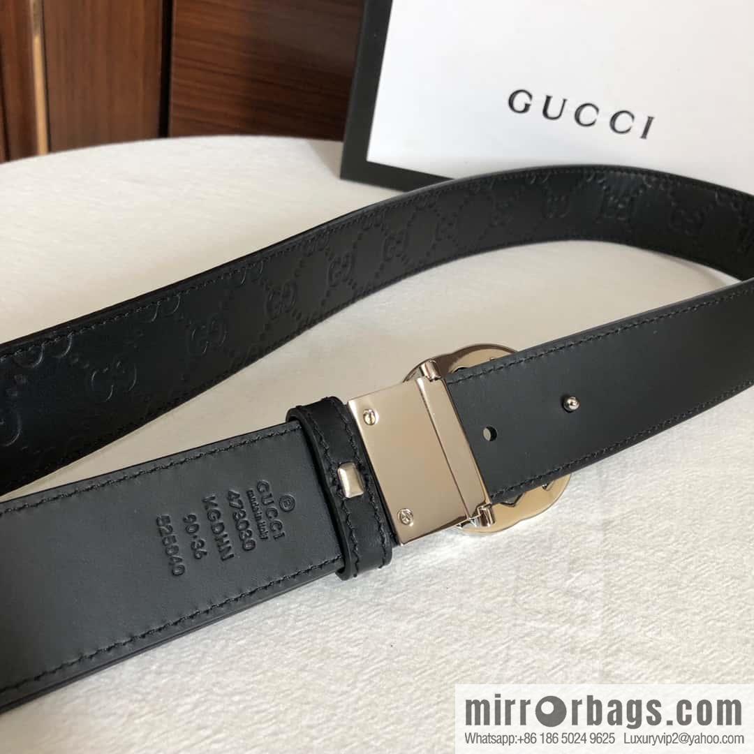 GUCCI double G rotating metal buckle logo embossed belt 36mm men's belt
