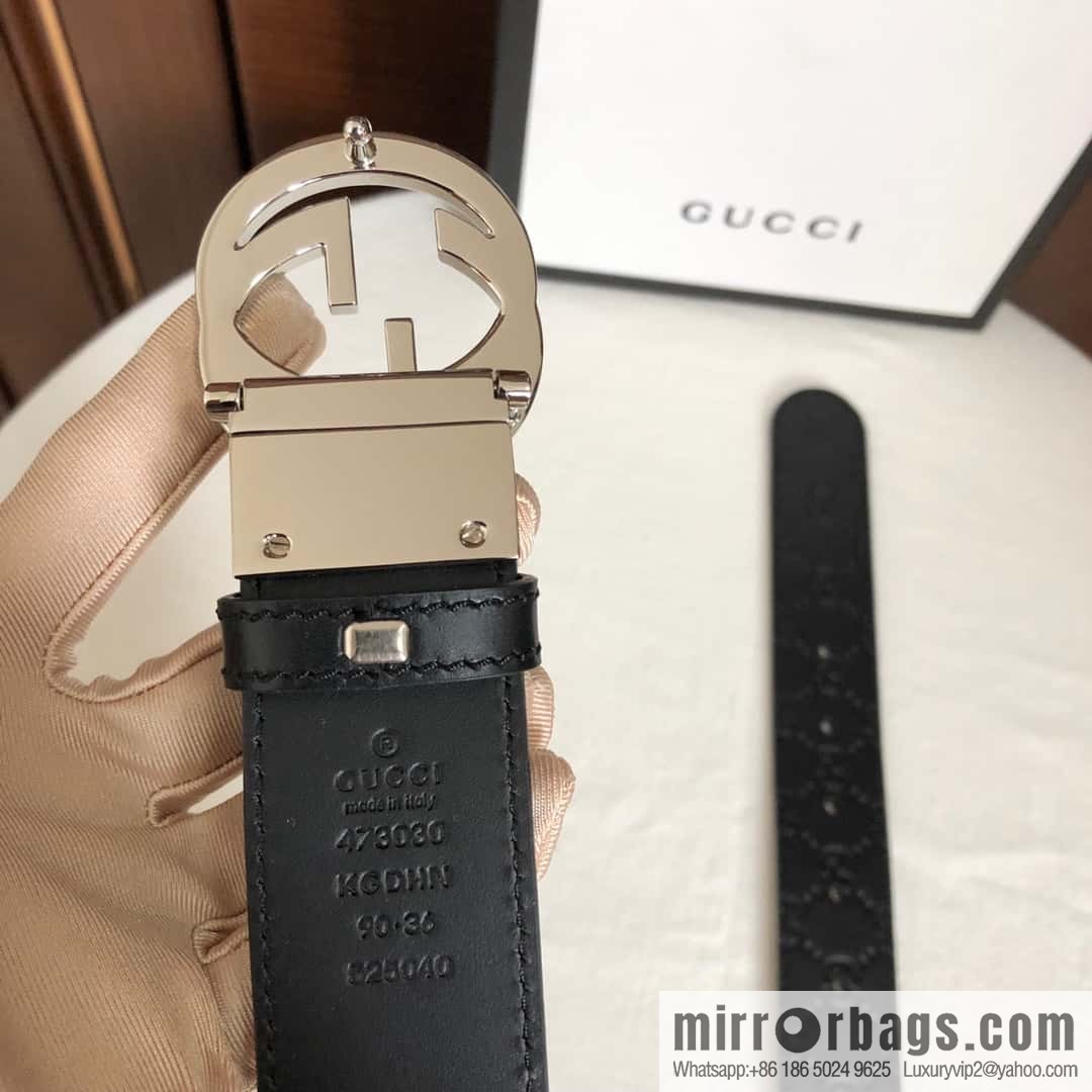 GUCCI double G rotating metal buckle logo embossed belt 36mm men's belt