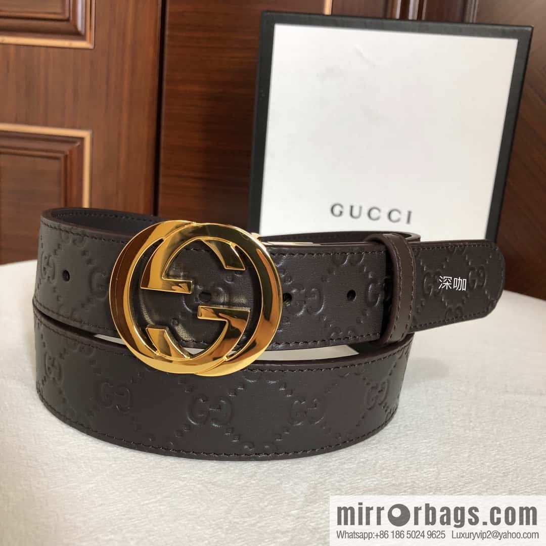 GUCCI double G rotating metal buckle logo embossed belt 36mm men's belt