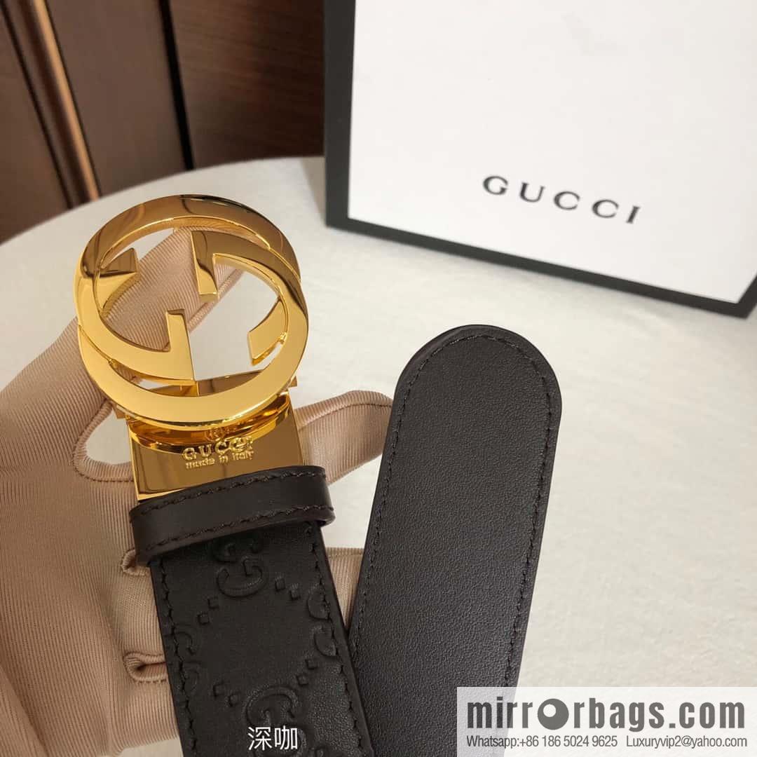 GUCCI double G rotating metal buckle logo embossed belt 36mm men's belt