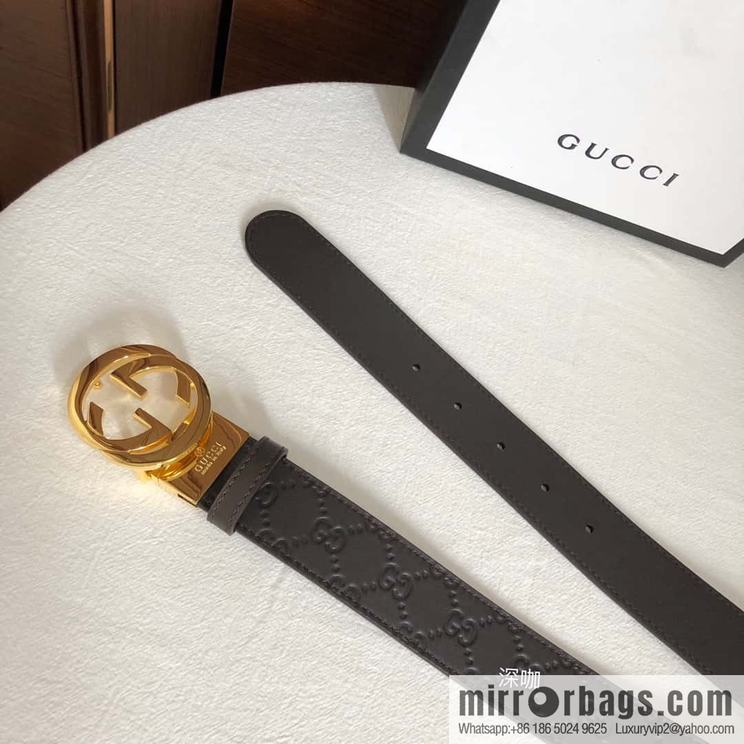 GUCCI double G rotating metal buckle logo embossed belt 36mm men's belt