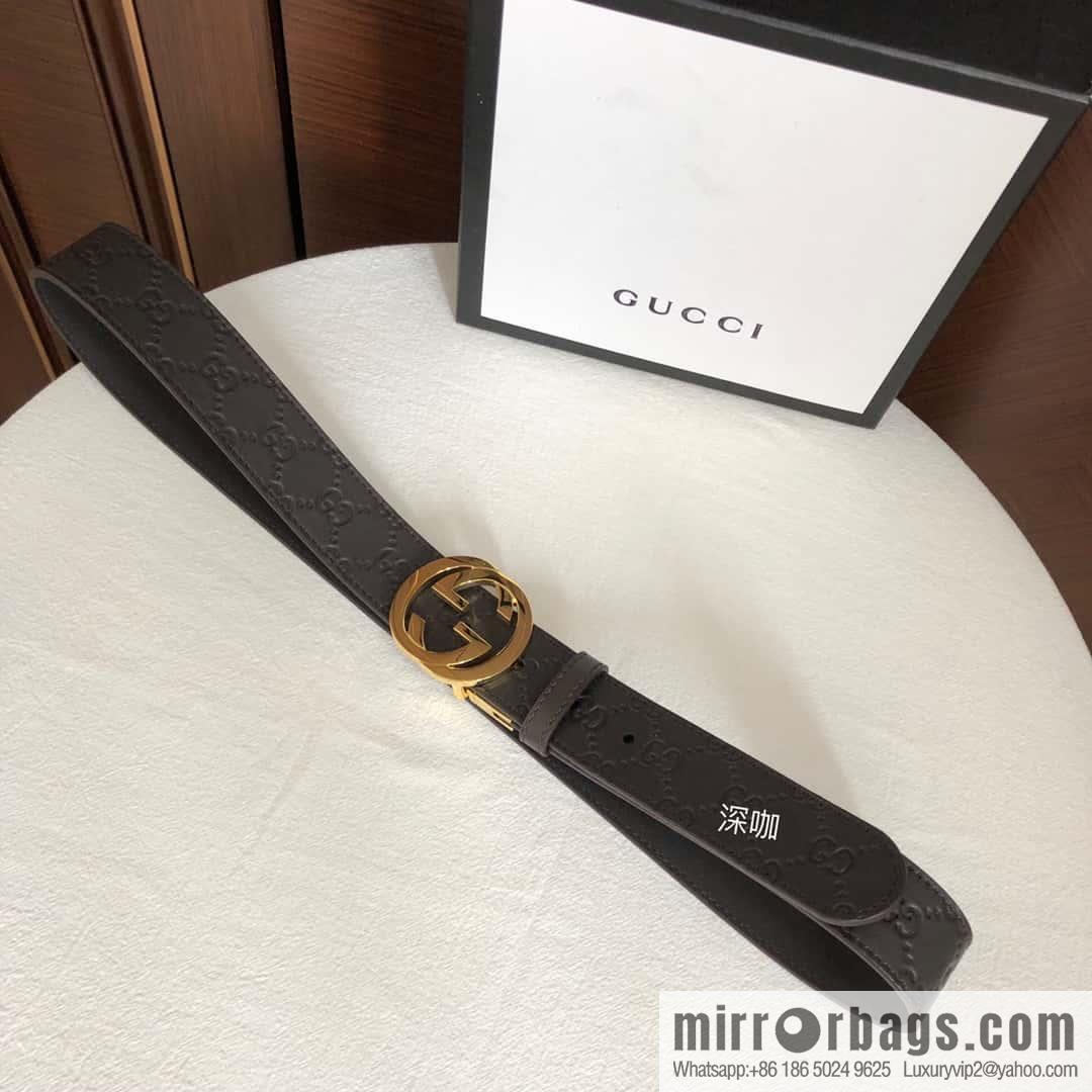 GUCCI double G rotating metal buckle logo embossed belt 36mm men's belt