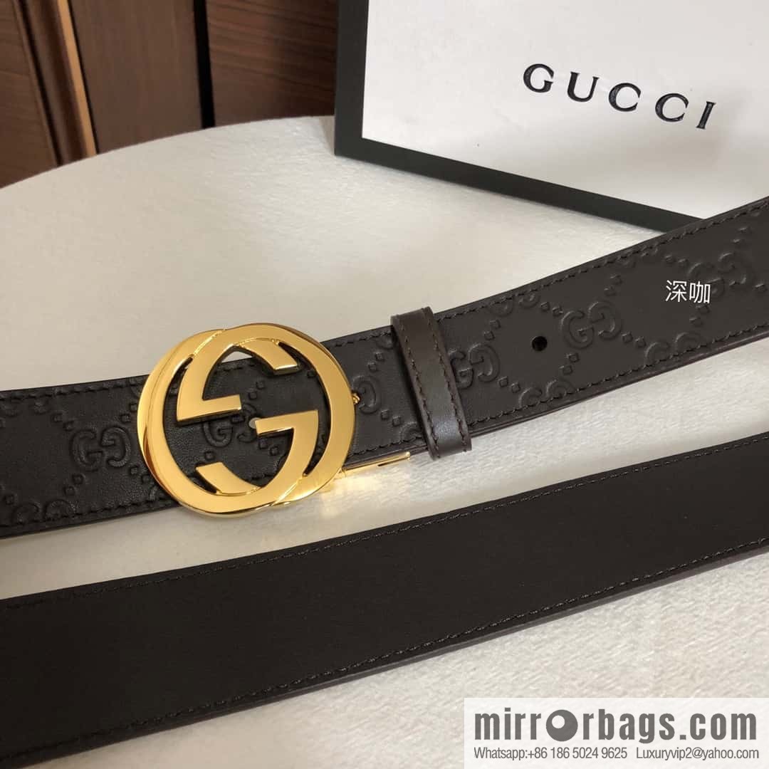GUCCI double G rotating metal buckle logo embossed belt 36mm men's belt