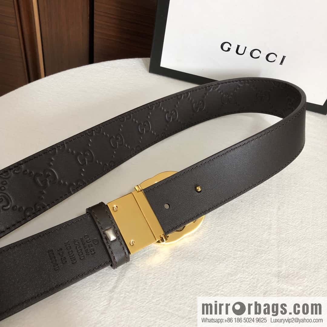 GUCCI double G rotating metal buckle logo embossed belt 36mm men's belt