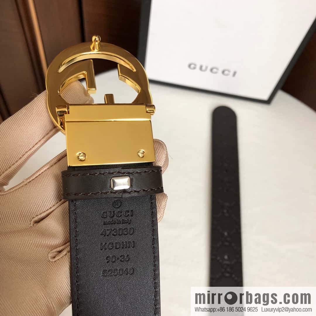 GUCCI double G rotating metal buckle logo embossed belt 36mm men's belt