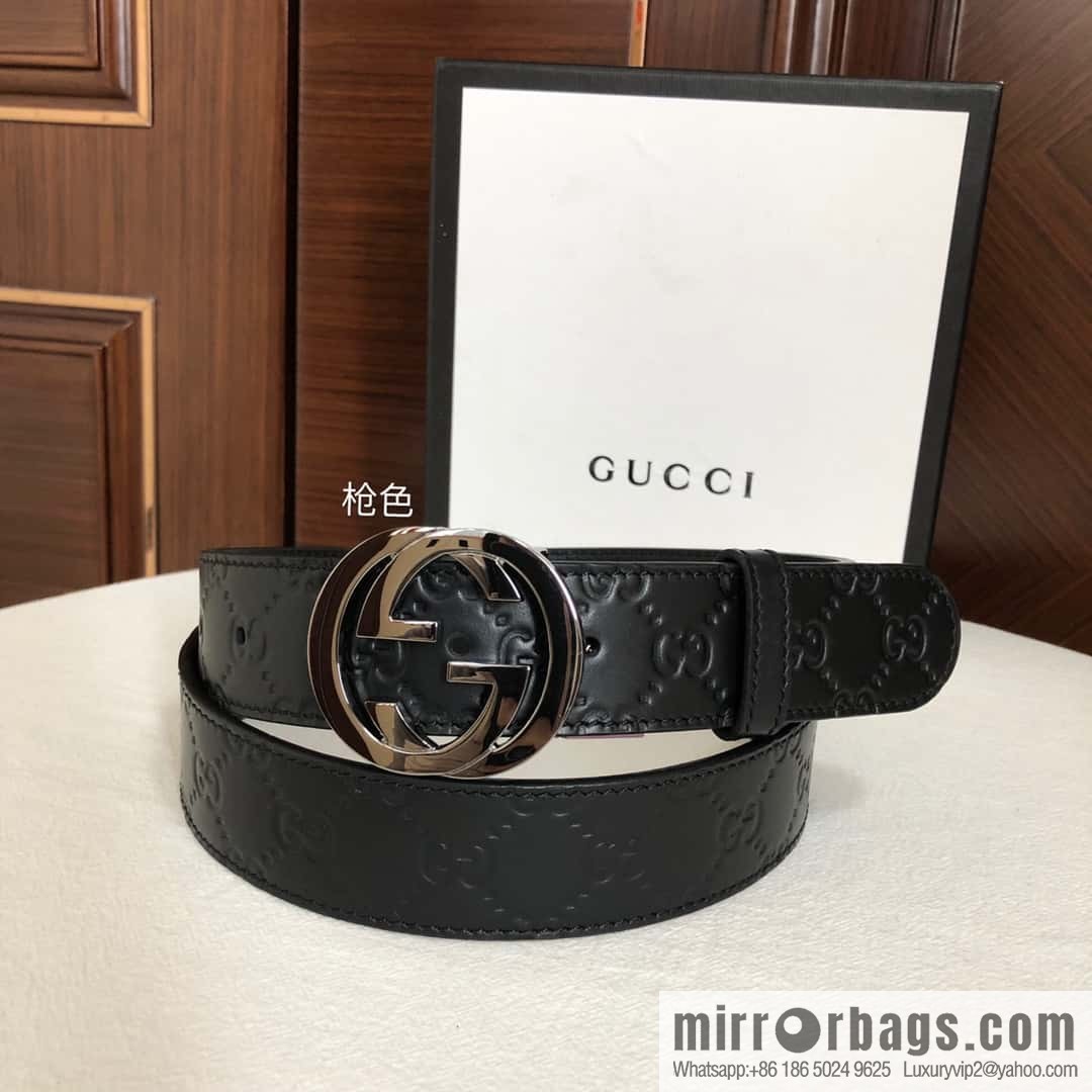 GUCCI double G rotating metal buckle logo embossed belt 36mm men's belt