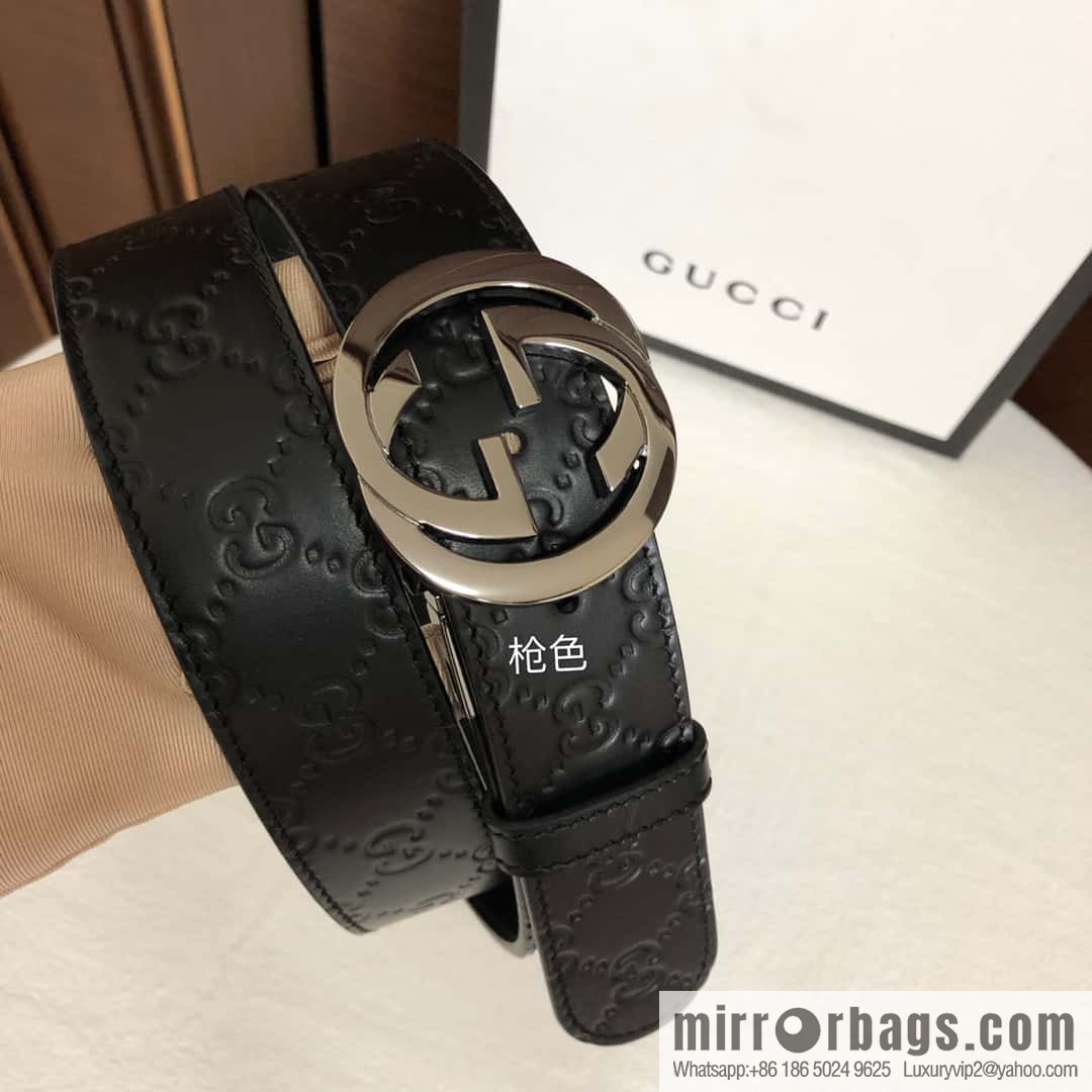 GUCCI double G rotating metal buckle logo embossed belt 36mm men's belt