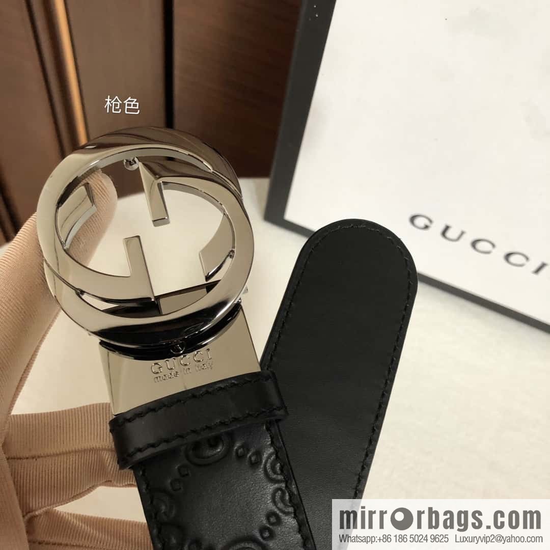 GUCCI double G rotating metal buckle logo embossed belt 36mm men's belt