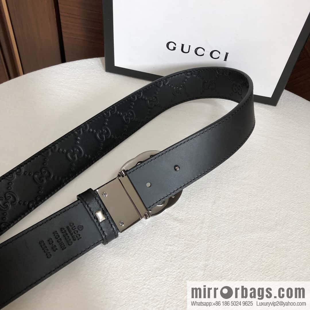 GUCCI double G rotating metal buckle logo embossed belt 36mm men's belt