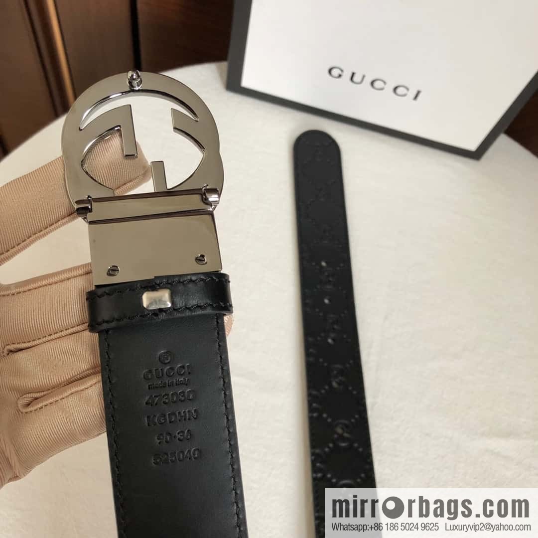 GUCCI double G rotating metal buckle logo embossed belt 36mm men's belt