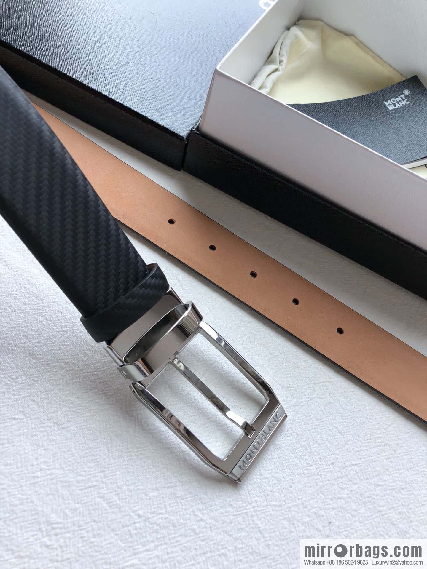 Montblanc Montblanc, Width: 3.5cm Delicate Pin Metal Buckle Belt