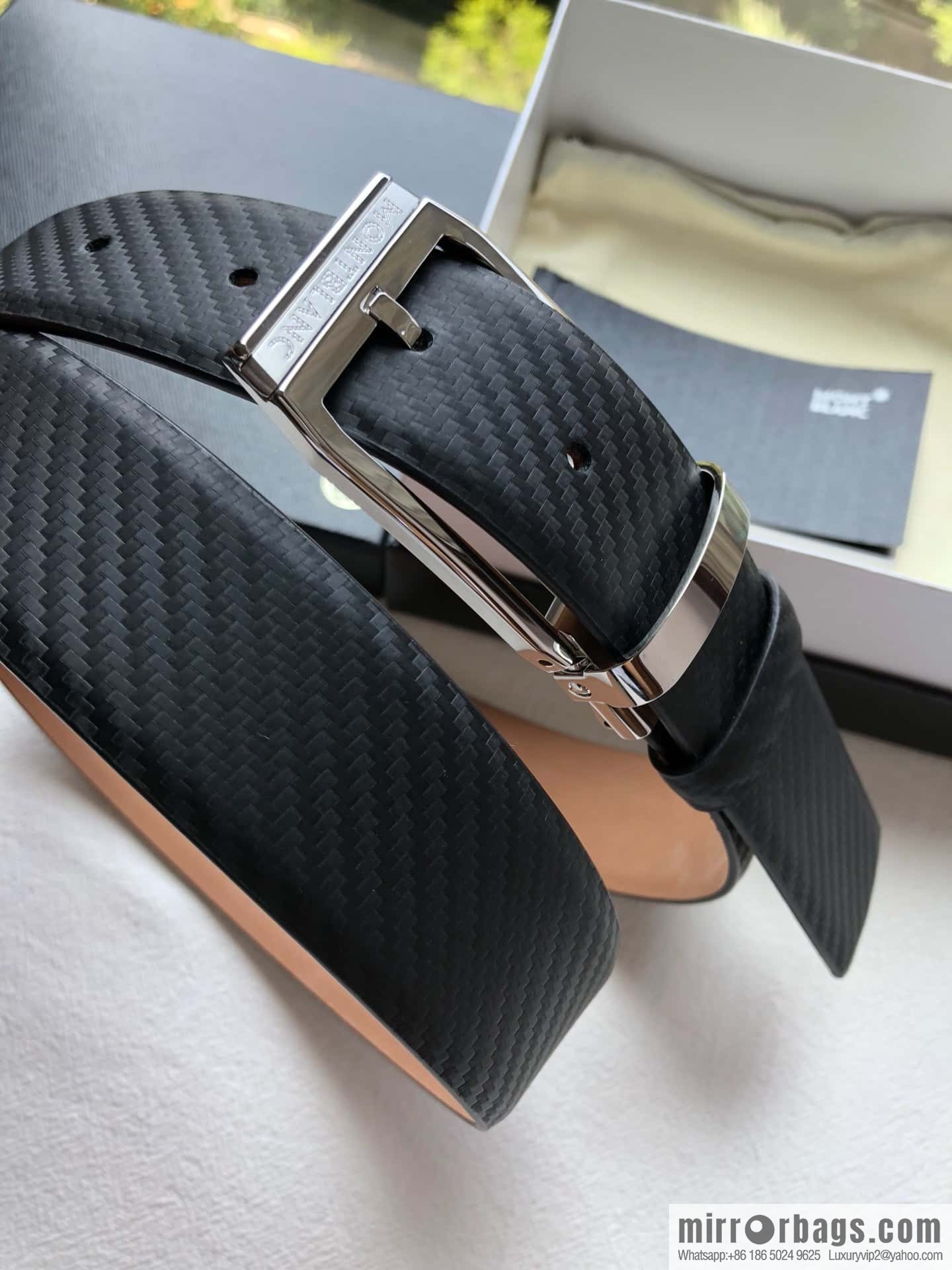 Montblanc Montblanc, Width: 3.5cm Delicate Pin Metal Buckle Belt