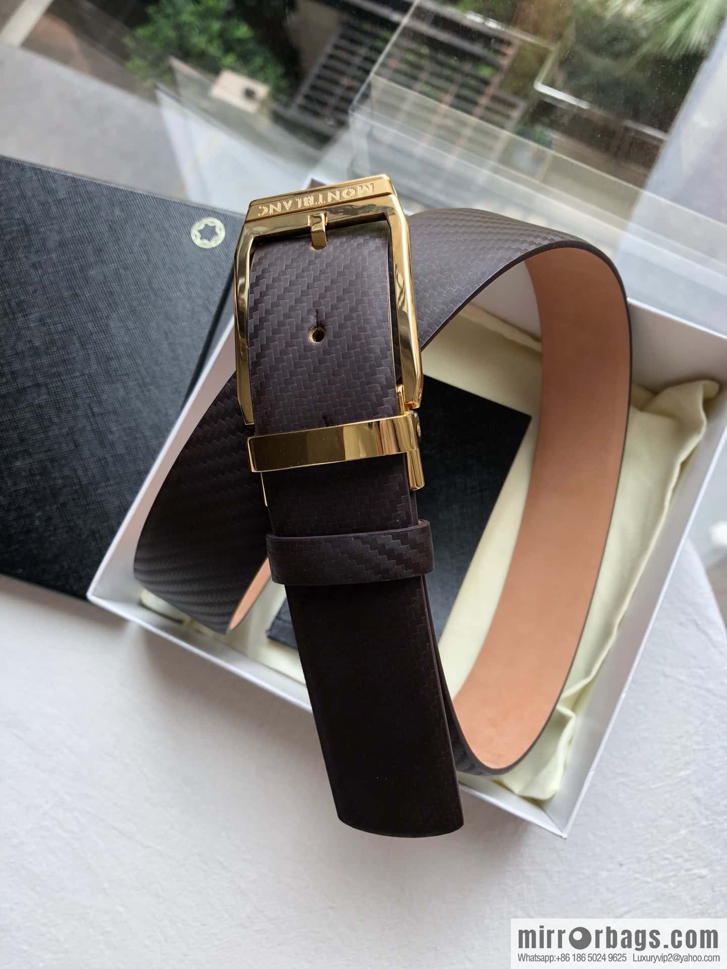 Montblanc Montblanc, Width: 3.5cm Delicate Pin Metal Buckle Belt