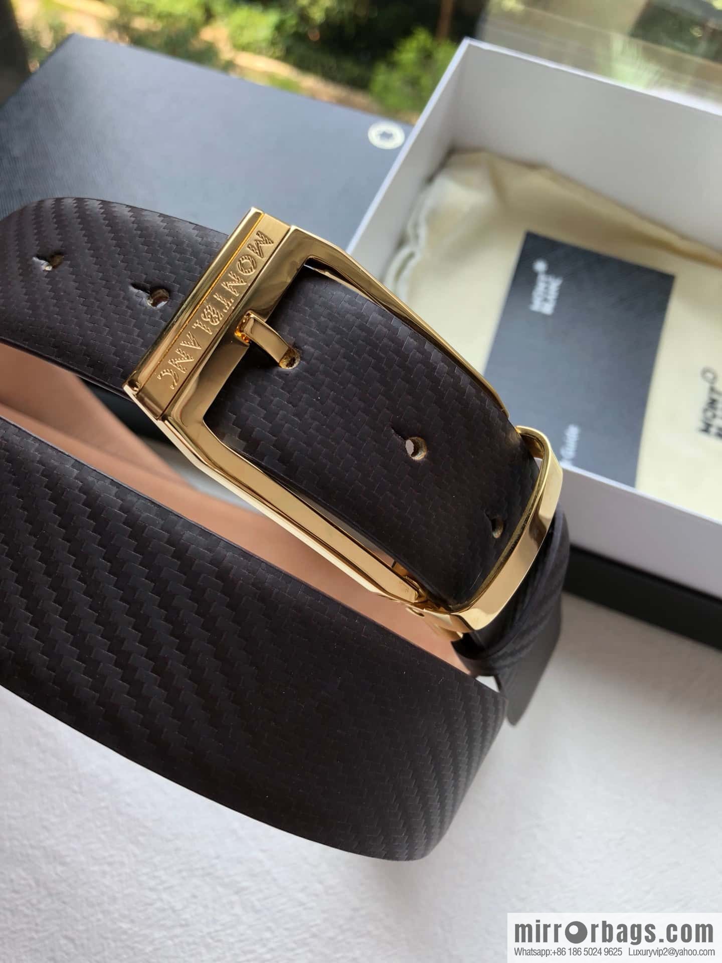 Montblanc Montblanc, Width: 3.5cm Delicate Pin Metal Buckle Belt
