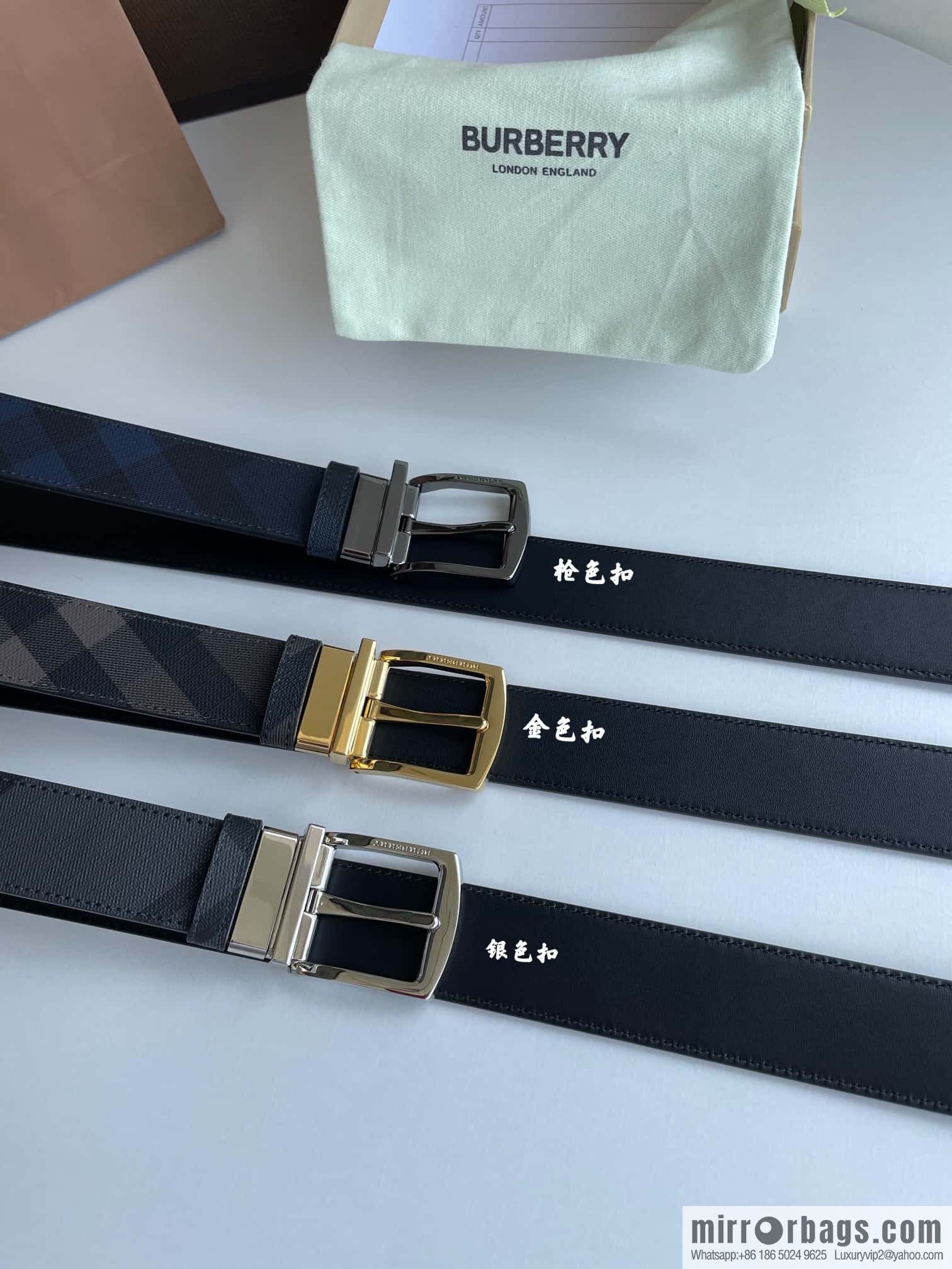 Burberry Classic Plaid British Fashion Element Belt 3.5cm