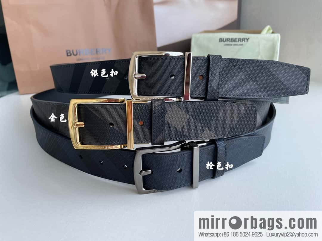Burberry Classic Plaid British Fashion Element Belt 3.5cm
