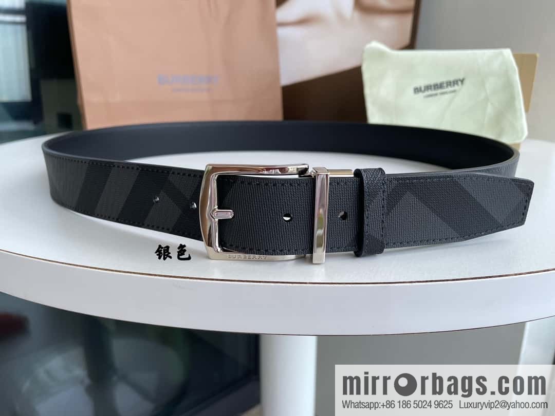 Burberry Classic Plaid British Fashion Element Belt 3.5cm